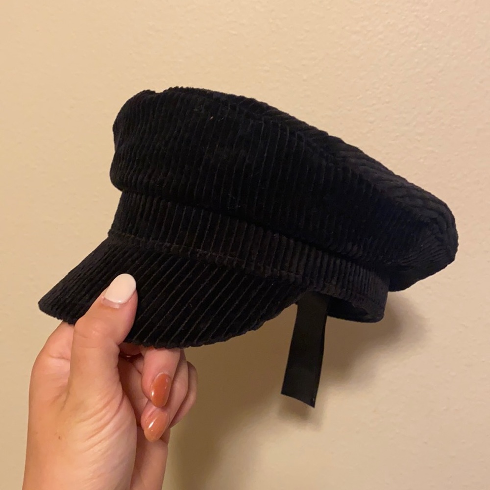 Zara black corduroy hat